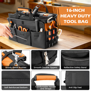 Factory <b>Tool</b> Tote 28-Pocket Portable Handheld <b>Tool</b> Organizer Electrician Repair Zipper Closure <b>Tool</b> <b>Bag</b> - Product Image 5