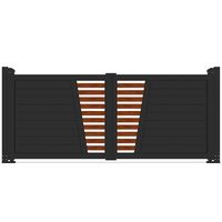 Barrière de sécurité motorisée en aluminium pour jardin, design personnalisé, finition noire, durable pour maison et villa