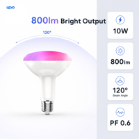 Ampoule LED intelligente BR30Premium WiFi Bluetooth 2.4G RGB CCT 10W 800lm E26 2700K-6500K Surplife Briturn App Contrôle vocal Éclairage domestique