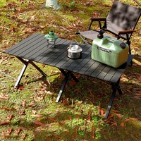 Table de camping pliante ultralégère moderne et portable de 1,2 m en aluminium noir, facile à utiliser et abordable, pour repas et pique-niques en extérieur