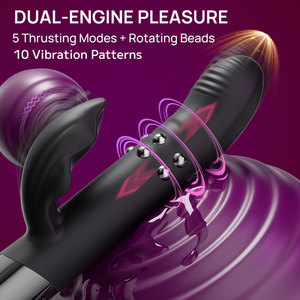 Nouveau design, charge USB, 10 modes, vibromasseur 3 en 1 avec boule roulante pour femmes, vibromasseur en silicone, jouet sexuel - Product Image 3