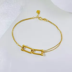 Lerca Wholesale Au750 Gold 18k Real Bracelet Handmade U Shaped Jewelry Bracelet Au750 Gold 18k Real Bracelet