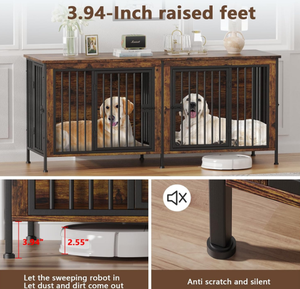 กรงสุนัขสองตัวใหญ่พิเศษ2ตัวแบ่งกรงสุนัขแข็งแรงทนทาน78นิ้วลังไม้หนาสำหรับสุนัขวางทีวีเฟอร์นิเจอร์บ้านสำหรับสุนัขขนาดใหญ่ - Product Image 3