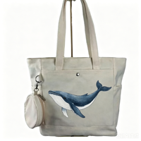 Bolso de Mano Dos en Uno con Diseño Personalizado con Temática Oceánica, para Regalos, Recuerdos de Playa, Promociones de Boutique, Compras de Verano