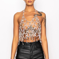 Fantaisie goutte de rasoir en cristal chaîne de corps Top femmes fait à la main harnais Sexy soutien-gorge chaîne bijoux accessoires pour la fête