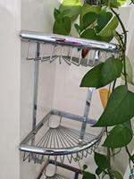 Étagère de douche en acier inoxydable SUS304, 2 niveaux, étagère d'angle triangulaire, antirouille, organisateur de rangement mural pour salle de bain avec crochets