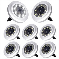 Puncools Lot de 8 petites lampes solaires LED 5W étanches en plastique pour jardin, pelouse, allée, lumière blanche, batterie incluse