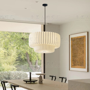 Lustre en tissu de style japonais, lumière LED ronde blanche, pour restaurant, salon, chambre à coucher, salon de thé, maison d'hôtes Zen - Product Image 4
