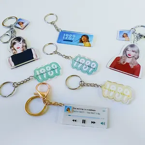 מחזיקי מפתחות מודפסים כוכב טיילור בצבע מותאם אישית סחורה אקרילית מחזיק מפתחות הולוגרפי טבעת מפתחות סוויפט