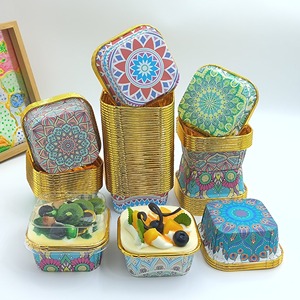 Meilleures ventes de moules à <span class=keywords><strong>pâtisserie</strong></span> jetables Beigu, style bohème, bord doré, carrés, personnalisables, gobelets en papier pour gâteaux et muffins, four - Product Image 5