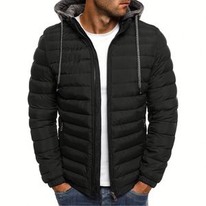 Parkas Fashion Solid Hooded Cotton <strong>Coat</strong> Casual Warm Clothes <strong>Mens</strong> Overcoat Streetwear <strong>Puffer</strong> Jacket With Thick Stand-up Collar S2 - Product Image 2