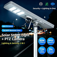 Lampadaire solaire intelligent avec caméra de sécurité CCTV WiFi 4G, LiFePO4, MPPT, IP65, aluminium, LED pour l'éclairage des projets municipaux