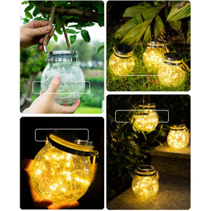 Luces colgantes de luciérnaga para decoración de jardín, guirnalda de luces LED con tapa de tarro de Mason Solar, con diseño de árbol, 20LED - Product Image 4