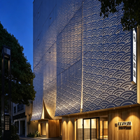 Système de façade murale extérieure en panneaux creux en aluminium perforé sur mesure, revêtement poudré, ignifuge et imperméable