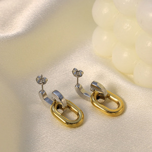 Stainless Steel Geometric Stud Earrings 18K Gold Plated For Women Fashion Jewelry - Product Image 2