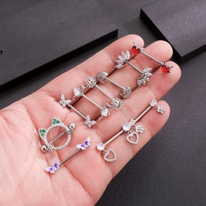 Anillo <span class=keywords><strong>de</strong></span> Pezón <span class=keywords><strong>de</strong></span> Diseño, Joyería Corporal <span class=keywords><strong>de</strong></span> Moda, Acero Inoxidable Chapado en Oro <span class=keywords><strong>de</strong></span> 18K, Cristal, Joyería Fina para el Pecho, para Bodas y Regalos - Product Image 2