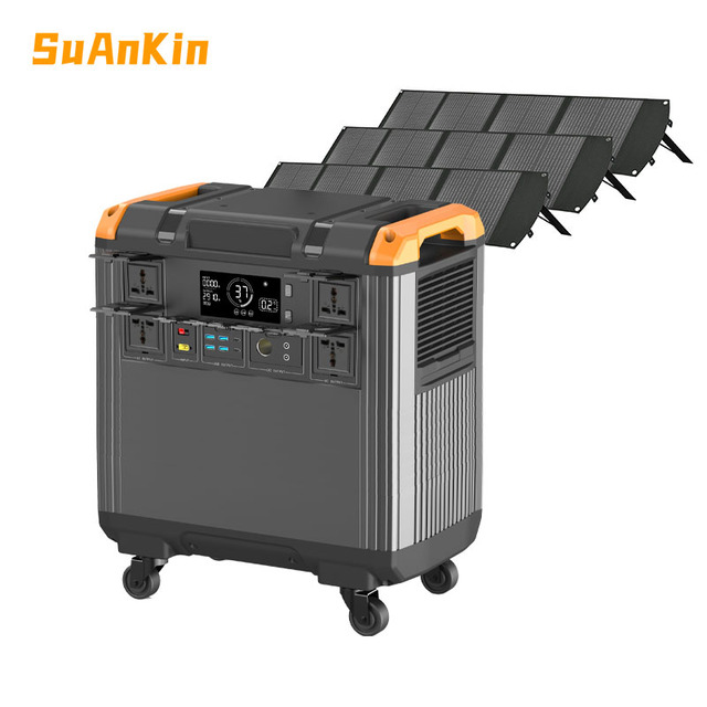 All in One Solar Power Station 3000W Expandable Battery System With Solar Panels for Home Rv Emergency Use