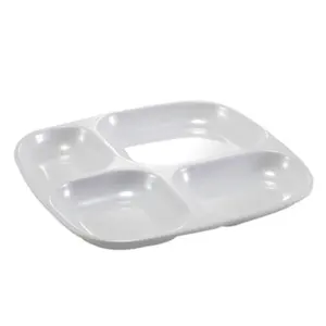 Placa de comida rápida, divisor de melamina para desayuno, con compartimento para salsa, 4 compartimentos