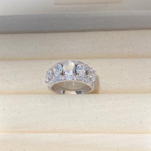 Bague en diamant micro-incrusté Vintage New Chinese Style Egg Noodles Inspiré <span class=keywords><strong>Frozen</strong></span> Jade Denier Shape Index Ring - Product Image 5