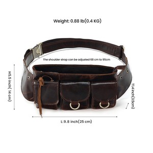 Bolso de Cintura para Hombre Dujiang, Piel de Vacuno de Primera Calidad, Múltiples Bolsillos, Cuero Encerado, Bolso de Hombro para Uso Diario, Invierno 2023 - Product Image 4