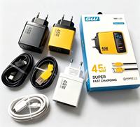 Cargador de Pared con Enchufe Europeo de 45 W para Teléfono Móvil, Carga Rápida Tipo C PD USB, con Cable USB C, Adaptador de Corriente USB-C de Carga Rápida de 45 W