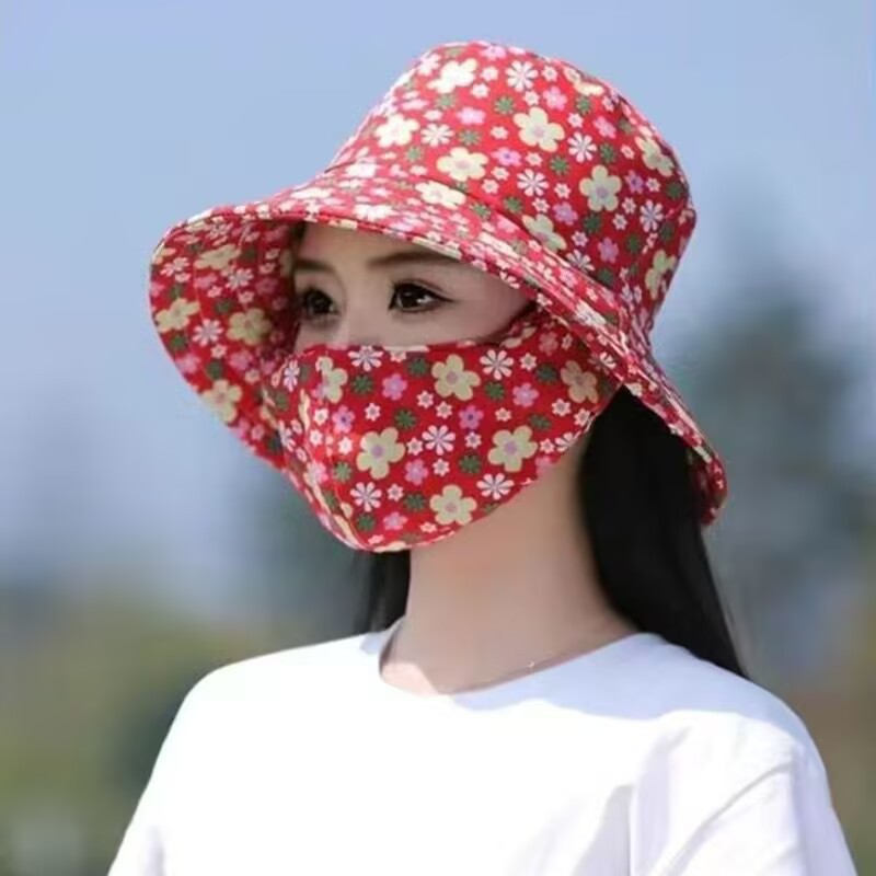 Tea-picking hat [floral red]