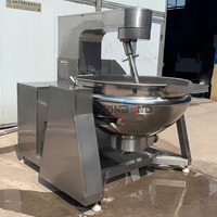 Autocuiseur industriel à haute température pour sauce Pho Bouillon alimentaire Bakso Bouillon de viande Remplisseur de sauce avec mélangeur pour restaurant