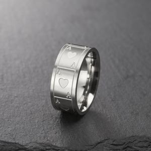 スペードのエースリング女性男性用幸運のトランプステンレス鋼ジュエリーリングゲームプロミスステートメントパンクギフト - Product Image 4