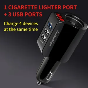 Fast Charge <b>Car</b> Charger Vehicle Cigarette Lighter <b>Socket</b> Expansion 3 <b>USB</b> Ports LED Display Universal <b>Car</b> Phone Power Adapter - Product Image 4