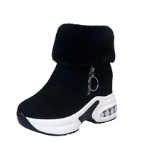 Bottes d'hiver à semelle épaisse pour femmes, vente en gros, pas cher, bottes à la cheville avec fermeture éclair pour femmes