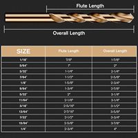 Jeu de 13 forets en cobalt MACXCOIP (1/16"-1/4") M35 HSS, longueur standard, finition titane, queue droite |   Boîte de rangement pour index
