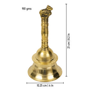 Traditional Large Brass Bell With Nandhi Idol Antique Finish Temple Ghanti Perfect For Home <b>Mandir</b> Vastu Rituals - Product Image 3