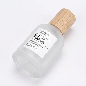 Luxury Custom 30ml 50ml 100ml Frosted Glass Perfume <b>Bottle</b> with Natural Cylindrical Wood Cap <b>Empty</b> Fragrance <b>Spray</b> <b>Bottle</b> for Hi - Product Image 5