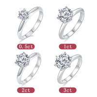 Простое Пасьянс 6 зубцами, модное 925 Серебряное кольцо 1ct vvs d moissanite, серебряные Подарочные Кольца для женщин