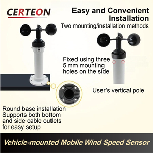 산업용 <span class=keywords><strong>3</strong></span>컵 풍속계 RS485 4-20mA 0-10V 옥외 크레인 차량 장착형 바람 속도 센서 - Product Image 3