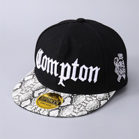 Casquette Snapback Compton brodée 6 panneaux en satin avec nœud, pour hommes et femmes, noire, à visière plate, ajustable, style streetwear hip-hop, nouveau style, police gothique