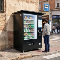 Máquina expendedora de bebidas frías, resistente a la intemperie, para exteriores, con SDK, acero inoxidable, pantalla LED, monitoreo remoto, combo de máquinas expendedoras de pegatinas