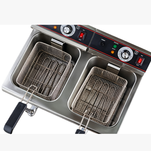 高効率商用ケータリング電気厚いステンレス鋼デュアル3.25KWポテトチップスチキンクッカーディープフライヤードレイン - Product Image 6