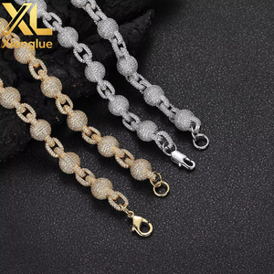 Luxury 18K Gold Bead Chain Bracelet with Full Diamond Round Bead Iced Out Design for <b>Men</b> Women Fine Jewelry Bracelets <b>Bangles</b> - Product Image 5