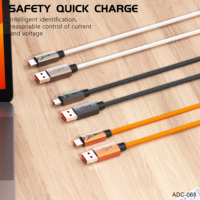 Kabel Desain Baru 3A dengan Lampu LED Hijau, Kabel Pengisian Cepat Micro USB, Kabel Data Tipe-C untuk Ponsel