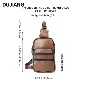 Dujiang Men's <b>Chest</b> Bag Genuine Leather Large Capacity Vertical Crossbody Bag Everyday Casual Use - Product Image 3