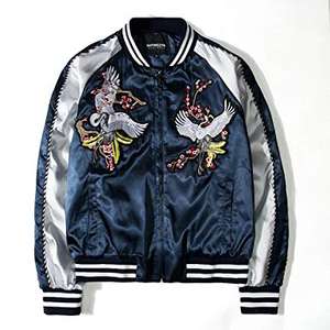 Chaqueta universitaria de hombre urbana ajustada de alta calidad de satén de manga larga con apliques recubiertos sin cuello para primavera - Product Image 3