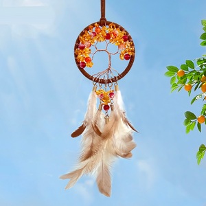 Attrape-rêves <span class=keywords><strong>en</strong></span> plumes <span class=keywords><strong>de</strong></span> style indien décor à la maison voiture suspendu arbre <span class=keywords><strong>de</strong></span> vie attrape-rêves <span class=keywords><strong>en</strong></span> cristal - Product Image 4