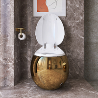 WC intelligent de luxe à poser au sol, couleur or, cuvette en forme d'œuf, sans réservoir, toilette intelligente