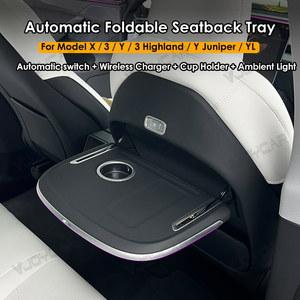 Table pliante multifonction Vjoycar pour siège arrière <span class=keywords><strong>Tesla</strong></span> <span class=keywords><strong>Model</strong></span> <span class=keywords><strong>3</strong></span> & <span class=keywords><strong>Model</strong></span> Y, <span class=keywords><strong>support</strong></span> pour ordinateur portable, plateau pour nourriture, organisateur - Product Image 2