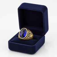 Bague Chevalière Vintage en Acier Inoxydable avec Pierre Bleue et Motif Gravé, Bijoux de Mode pour Hommes, Vente en Gros