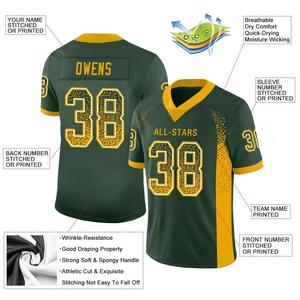 Custom Green Gold-White Drift Fashion <b>Mesh</b> Authentic Football Jersey - Product Image 2