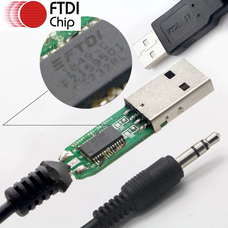 High Compatible WIN7 8 10 FTDI RS232 FT232RL PL2303 CP2102 5V 3.3V Uart TTL USB Male to 3.5mm 2.5mm Audio Jack Serial Converter