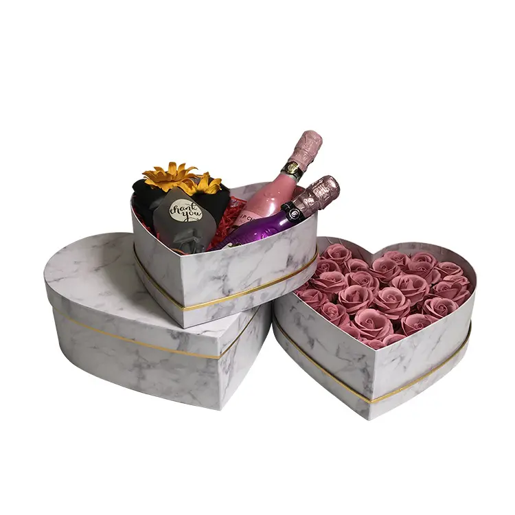 Auf Lager Luxus Herzform Muttertag Geschenk verpackung Rose Flower Geschenk box für den fertigen Versand.