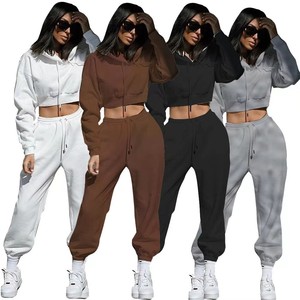2024 Hot Sale Women's Casual Fleece Ankle-Length Hoodie Set with Sweatpants <strong>Cotton</strong> Sports <strong>Wear</strong> - Product Image 1